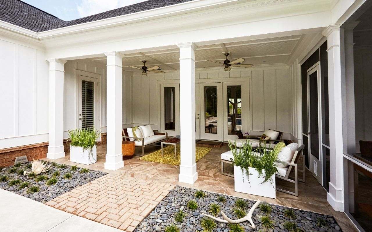 Hardscaping ideas for small yards in Mitchell County featuring a raised patio and compact seating area.